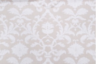 Thibaut Anita Damask F98635 Printed Drapery Fabric in White on Natural