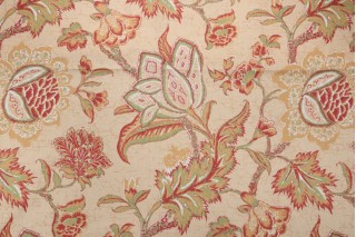 Thibaut Jacobean Trail F93312 Printed Cotton Drapery Fabric in Gold