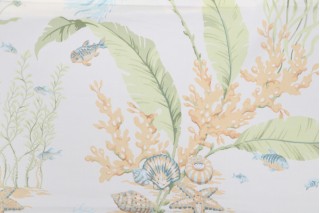 Thibaut Tidal Pool F96703 Printed Cotton Drapery Fabric in Off-White