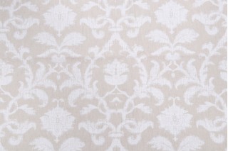 Thibaut Anita Damask F98635 Printed Drapery Fabric in White on Natural