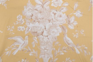 Thibaut Robin F91319 Printed Cotton Drapery Fabric in Gold