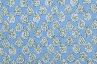 Kaufmann Rani Printed Drapery Fabric in Lagoon 