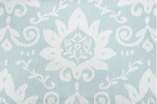 Thibaut Bridgewater Damask F9160 Printed Cotton Drapery Fabric in Aqua