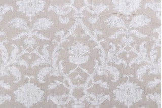 Thibaut Anita Damask F98635 Printed Drapery Fabric in White on Natural