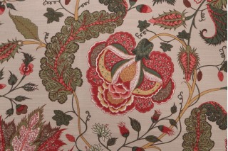 Thibaut Dorchester F99011 Printed Drapery Fabric in Red and Tan