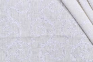 Onassis Embroidered Semi-Sheer Drapery Fabric in Whisper