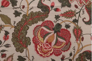 Thibaut Dorchester F99011 Printed Drapery Fabric in Red & Tan 