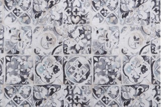 Ellen Degeneres Petra Tile Printed Cotton Drapery Fabric in Smoke 