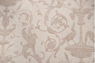 Thibaut Renaissance F91312 Printed Linen Blend Drapery Fabric in Cream