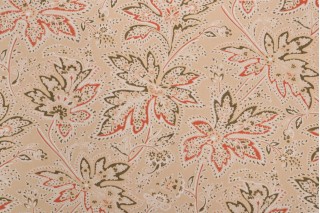 Thibaut Brunswick F9105 Printed Cotton Twill Drapery Fabric in Beige