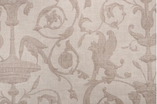 Thibaut Renaissance F91312 Printed Linen Blend Drapery Fabric in Cream