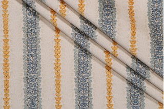 Scalamandre La Roche Printed Velvet Upholstery Fabric in Blu