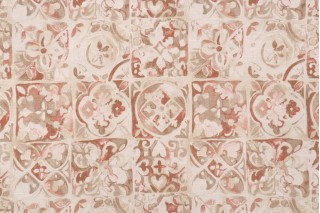 Ellen Degeneres Petra Tile Printed Cotton Drapery Fabric in Blush