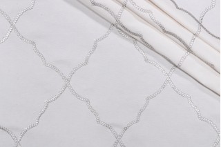 Mara Embroidered Drapery Fabric in Quartz