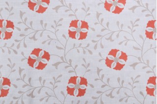 Diwan Embroidered Drapery Fabric in Coral Reed