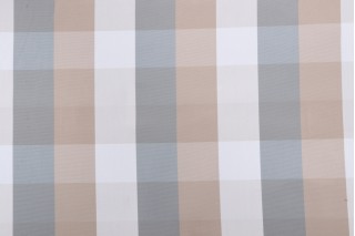 Lombok Check Woven Solution Dyed Acrylic Outdoor Fabric in Stone
