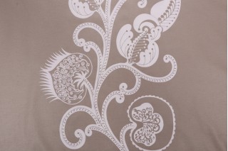 Scalamandre Sea Thistle Printed Cotton Drapery Fabric in Brown Chalk