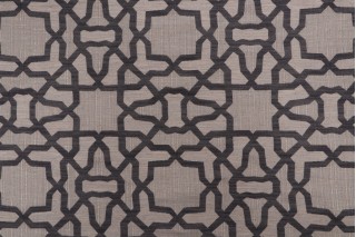 Charles Fretwork Woven Upholstery Fabric in Graphite 