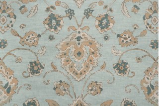 Thibaut Mission Design F93032 Printed Cotton Drapery Fabric in Aqua 