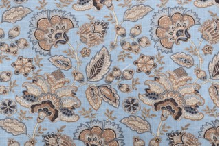 Belle Maison Monique Printed Linen Blend Drapery Fabric in Powder 