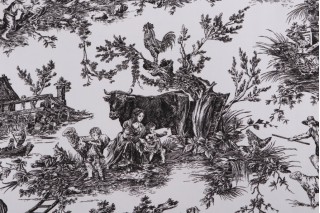 Thibaut Chateau De Loir F97308 Printed Cotton Drapery Fabric in Black on White