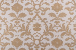 Thibaut Anita Damask F98636 Printed Drapery Fabric in Metallic on Natural