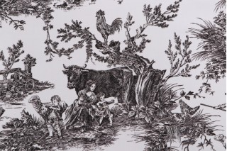 Thibaut Chateau De Loir F97308 Printed Cotton Drapery Fabric in Black on White