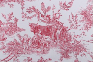 Thibaut Chateau De Loir F97306 Printed Cotton Drapery Fabric in Red on White