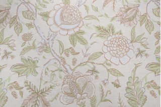 Thibaut Fanfare F96750 Printed Drapery Fabric in Cream