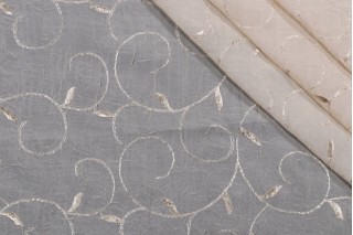 Fargo Crushed Sheer Embroidered Drapery Fabric in Wheat