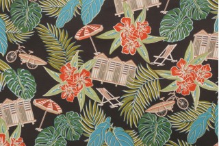 Tommy Bahama Beach Scenes Printed Polyester Outdoor Fabric in Charcoal