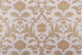 Thibaut Anita Damask F98636 Printed Drapery Fabric in Metallic on Natural
