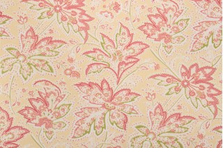 Thibaut Brunswick F9106 Printed Cotton Twill Drapery Fabric in Yellow