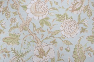 Thibaut Fanfare F96752 Printed Drapery Fabric in Aqua