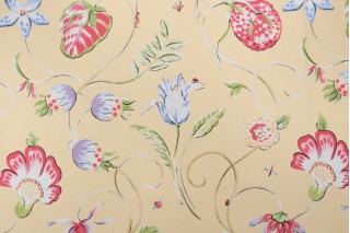 Thibaut Westfield F9157 Printed Cotton Drapery Fabric in Yellow