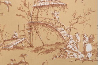 Thibaut Meridian F95306 Printed Cotton Drapery Fabric in Dark Gold