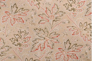 Thibaut Brunswick F9105 Printed Cotton Twill Drapery Fabric in Beige