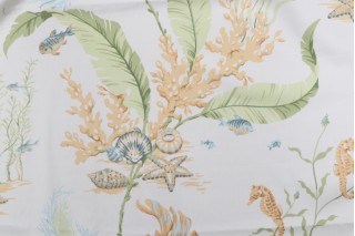 Thibaut Tidal Pool F96703 Printed Cotton Drapery Fabric in Off-White