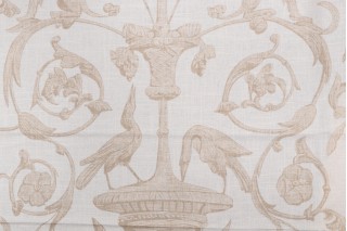 Thibaut Renaissance F91316 Printed Linen Blend Drapery Fabric in Beige