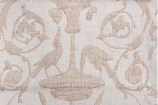 Thibaut Renaissance F91316 Printed Linen Blend Drapery Fabric in Beige