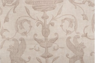 Thibaut Renaissance F91316 Printed Linen Blend Drapery Fabric in Cream