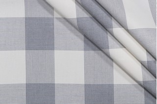Charleston Check Woven Solution Dyed Acrylic Outdoor Fabric in Slate Grey