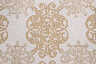 Thibaut Jakarta F98616 Printed Drapery Fabric in Flax 