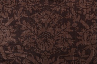 Thibaut Residence Damask F91350 Printed Linen Blend Drapery Fabric in Brown