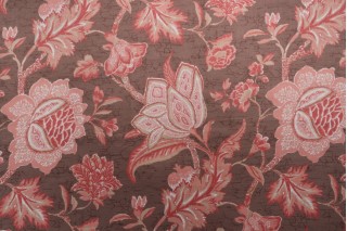Thibaut Jacobean Trail F93308 Printed Drapery Fabric in Brown
