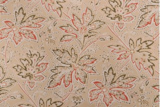 Thibaut Brunswick F9105 Printed Cotton Twill Drapery Fabric in Beige