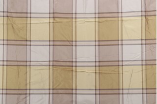 Old World Weavers Squadron Check Silk Decorator Fabric in Raffia for Scalamandre