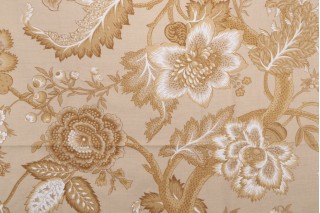 Old World Weavers Seville Printed Drapery Fabric in Toffee on Almond for Scalamandre
