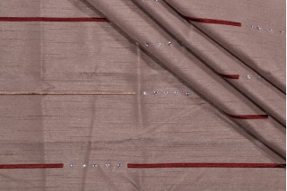 Old World Weavers Brilliants Rhinestone Embroidered Drapery Fabric in Taupe for Scalamandre