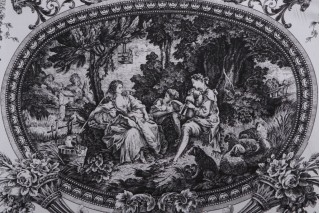 Thibaut Biltmore F97315 Printed Cotton Drapery Fabric in Black on White
